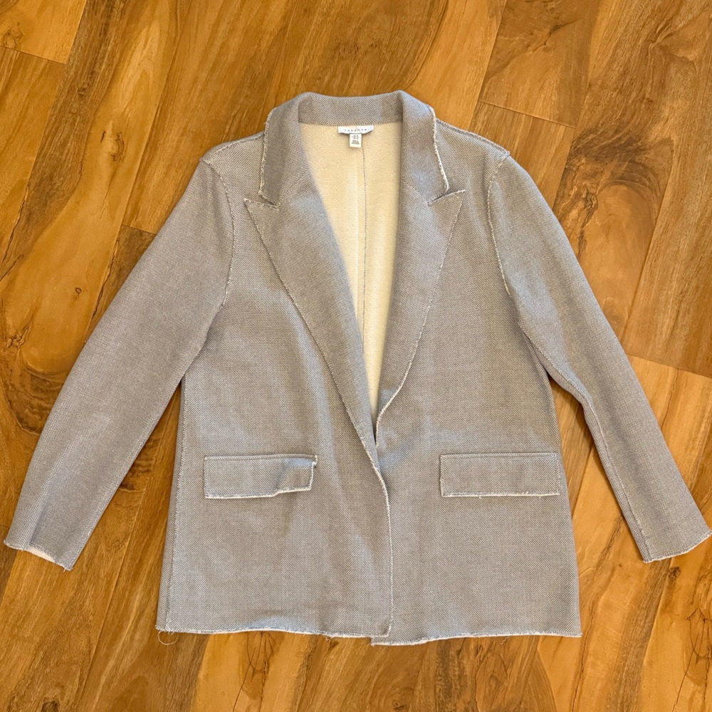 Topshop Raw Hem Light Gray Open Blazer